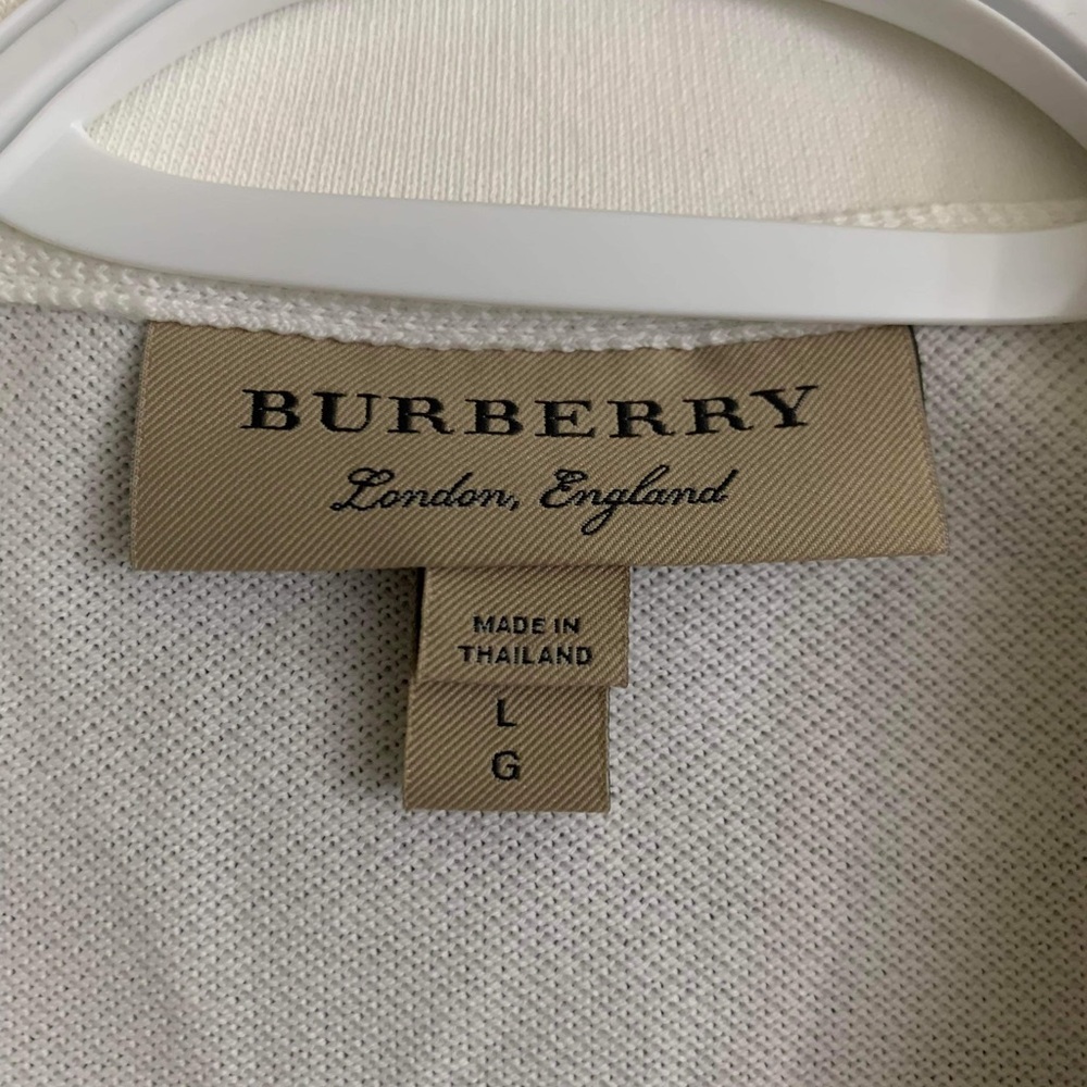 Burberry White Polo with Signature Check Trim - Picture 5 of 9